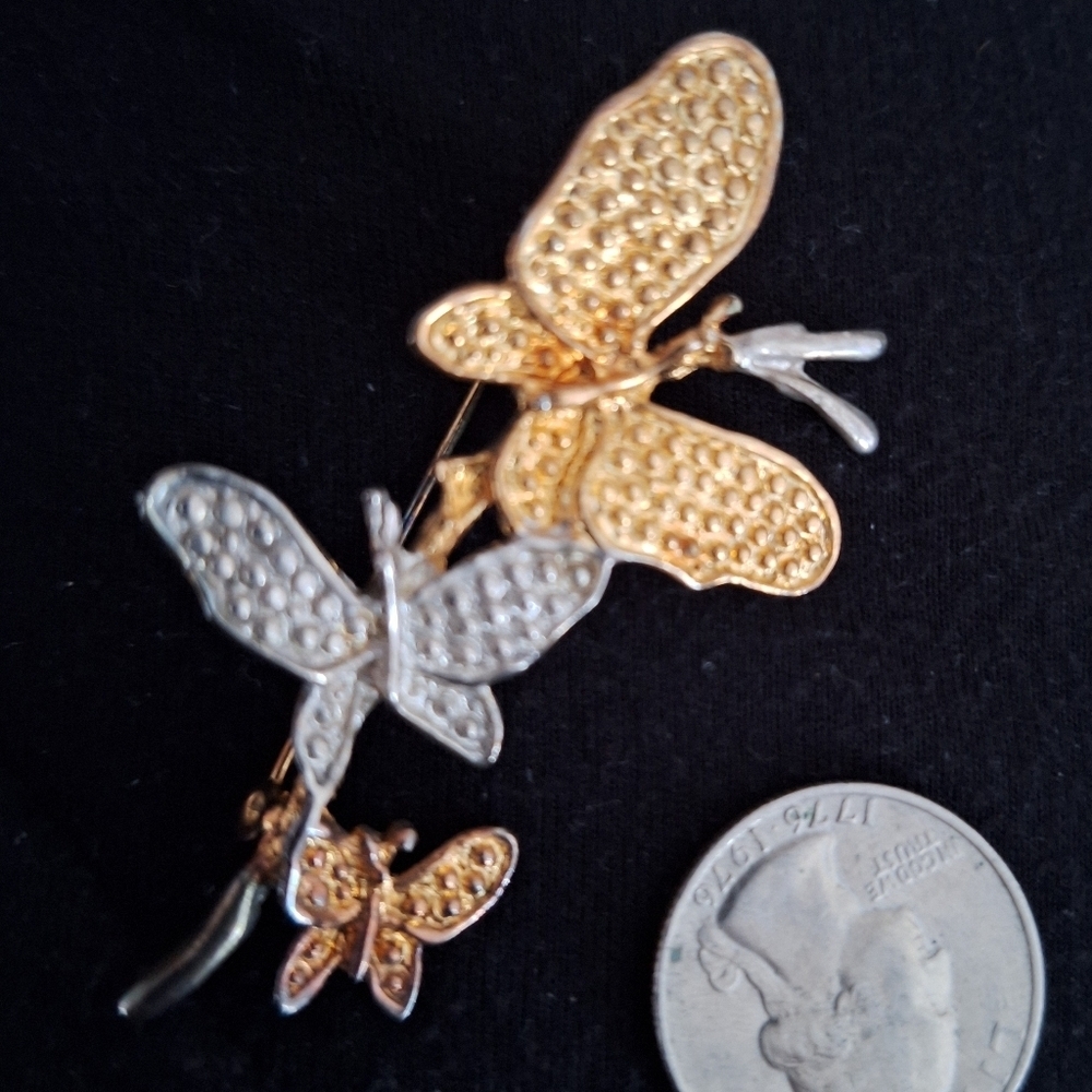 Gold and Silver Butterfly Brooch - Women Jewelry